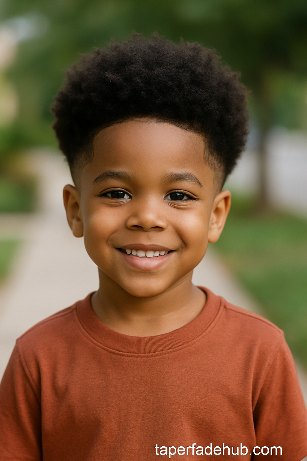 African American boy with afro taper fade