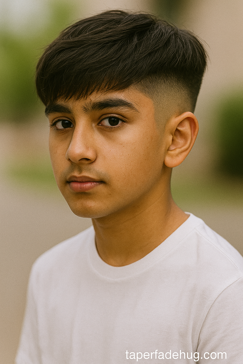 Asian boy with taper fade haircut