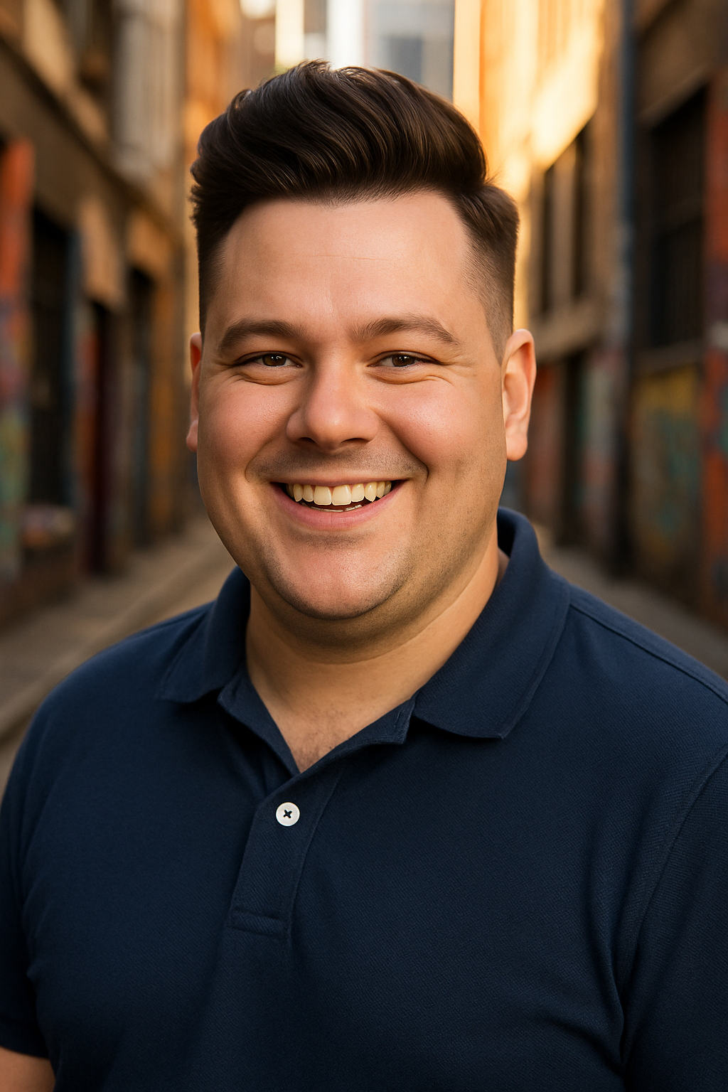 High taper fade on Australian male face shape
