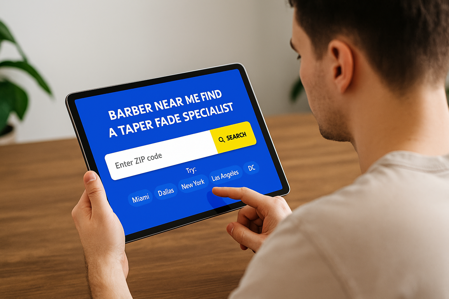 Professional barber performing a precision taper fade haircut