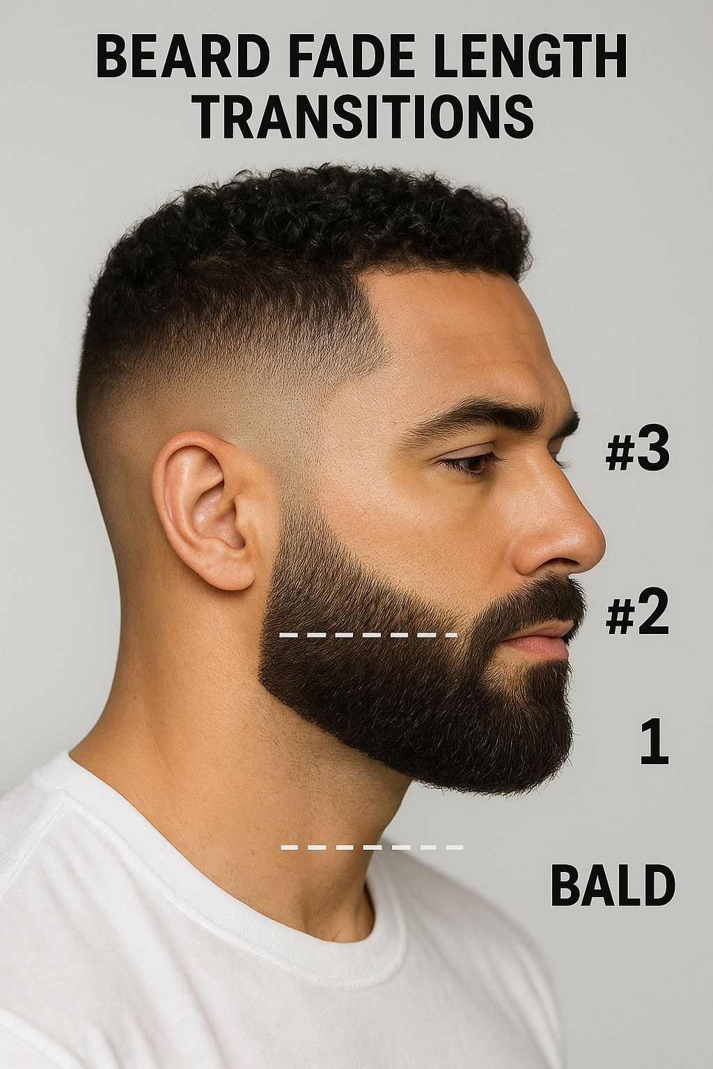 Diagram showing beard fade length transitions