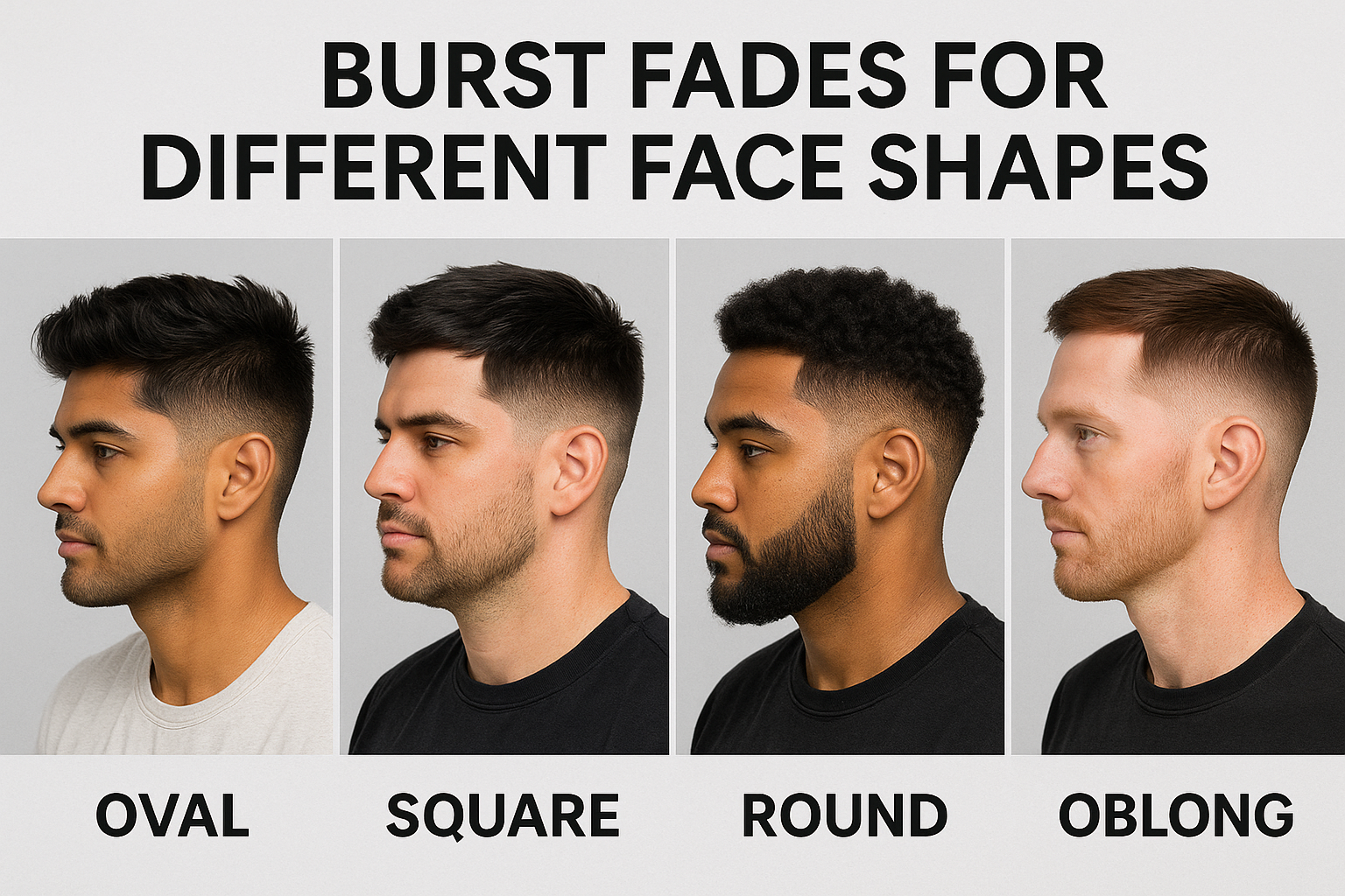 Burst Fades for Different Face Shapes Comparison Grid
