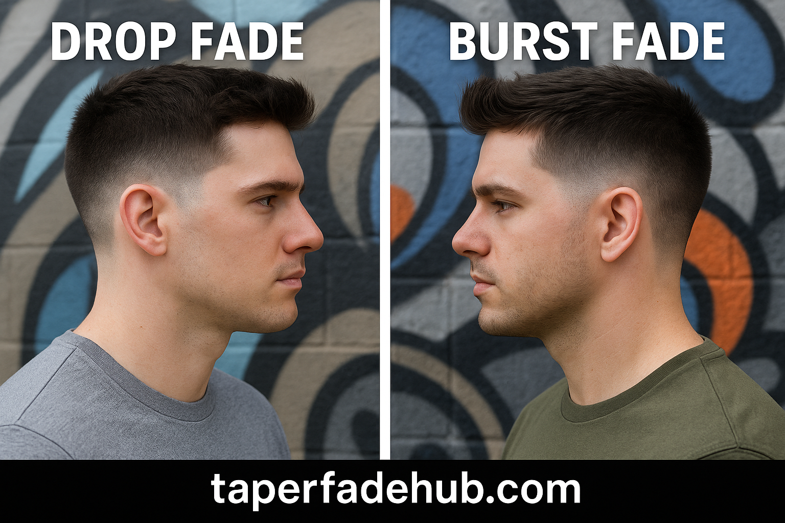 Burst fade vs drop fade haircut visual comparison