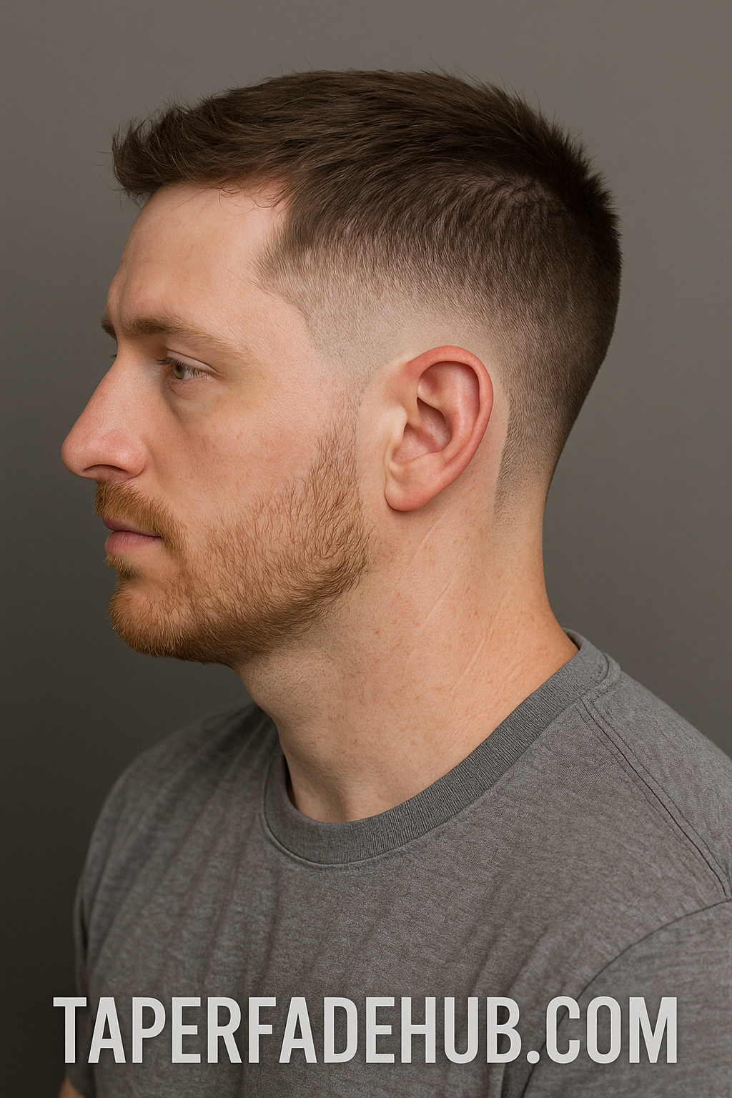 Classic burst fade haircut with textured top