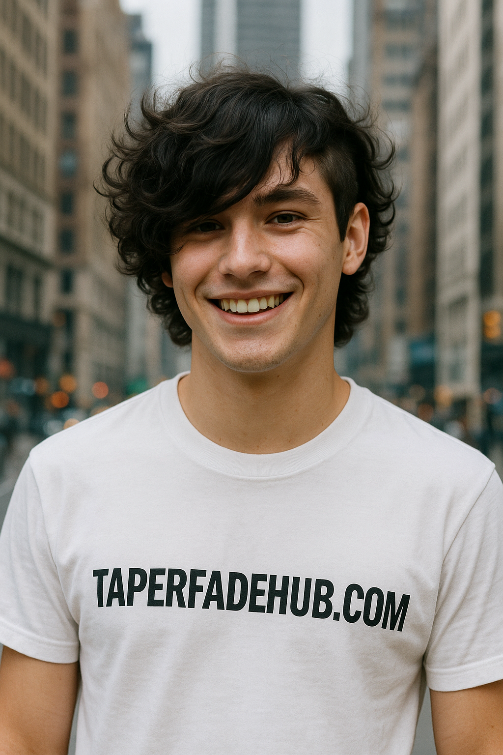 Curly emo haircut with textured layers for men
