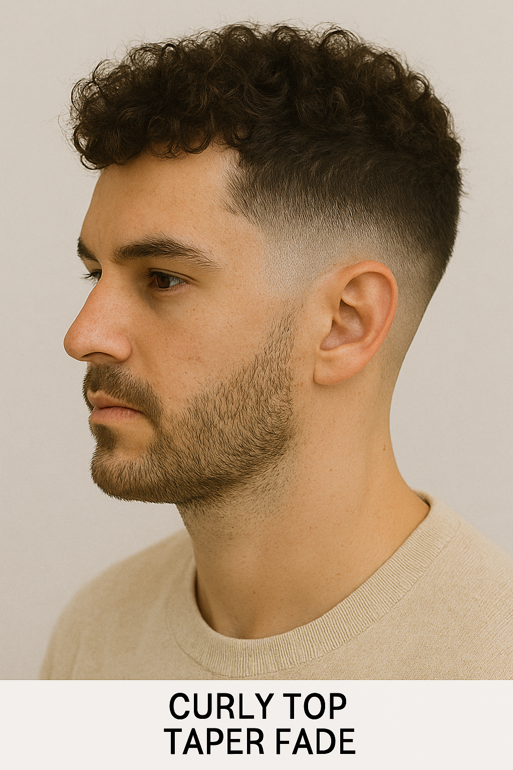 Curly top taper fade example