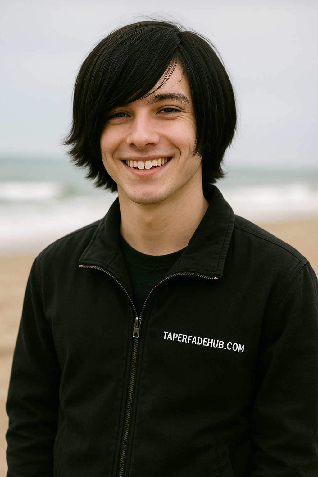 Edgy emo bob haircut with jagged layers for men
