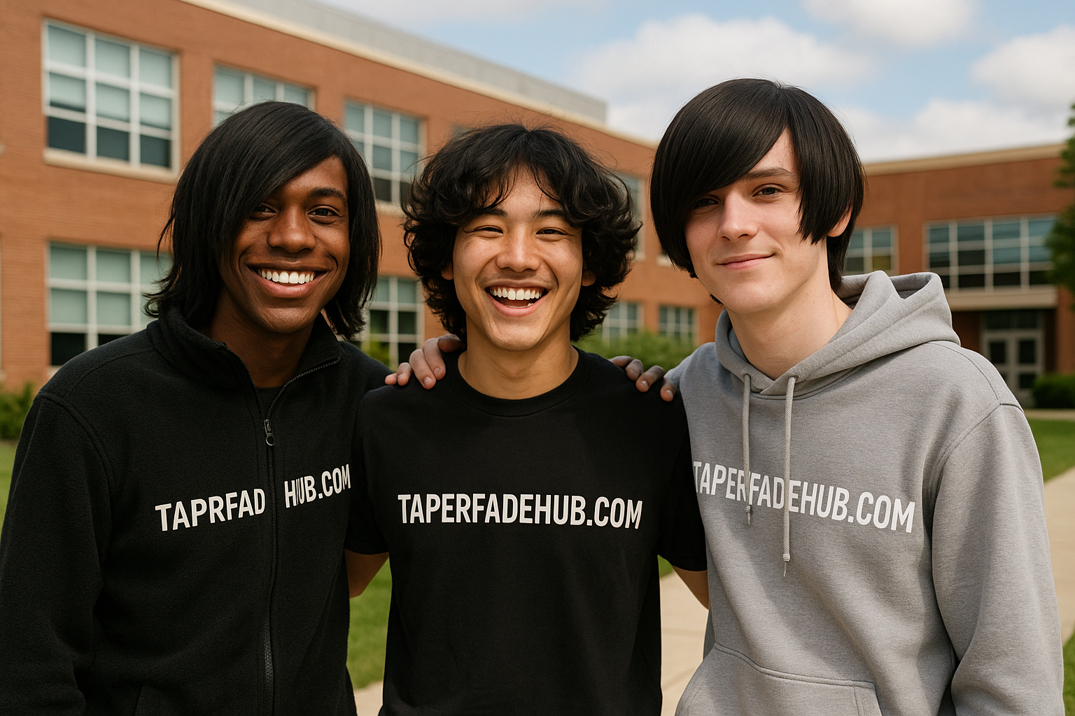 Male model showcasing modern emo haircut with side-swept bangs and textured layers