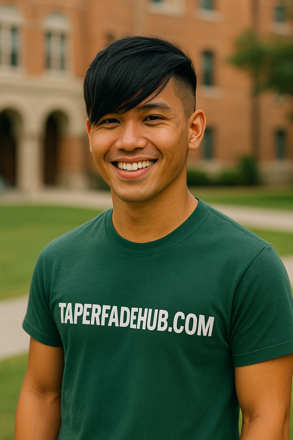 Emo undercut hairstyle with short sides and long textured top