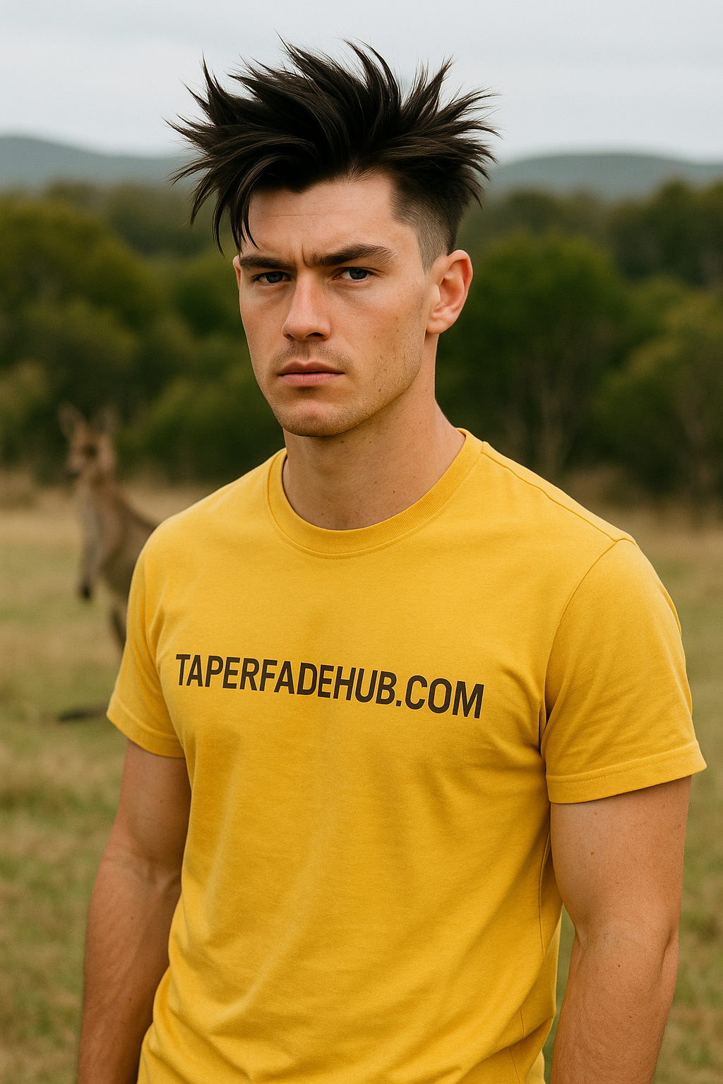 Australian version of Jin Kazama haircut with spiked top and faded sides