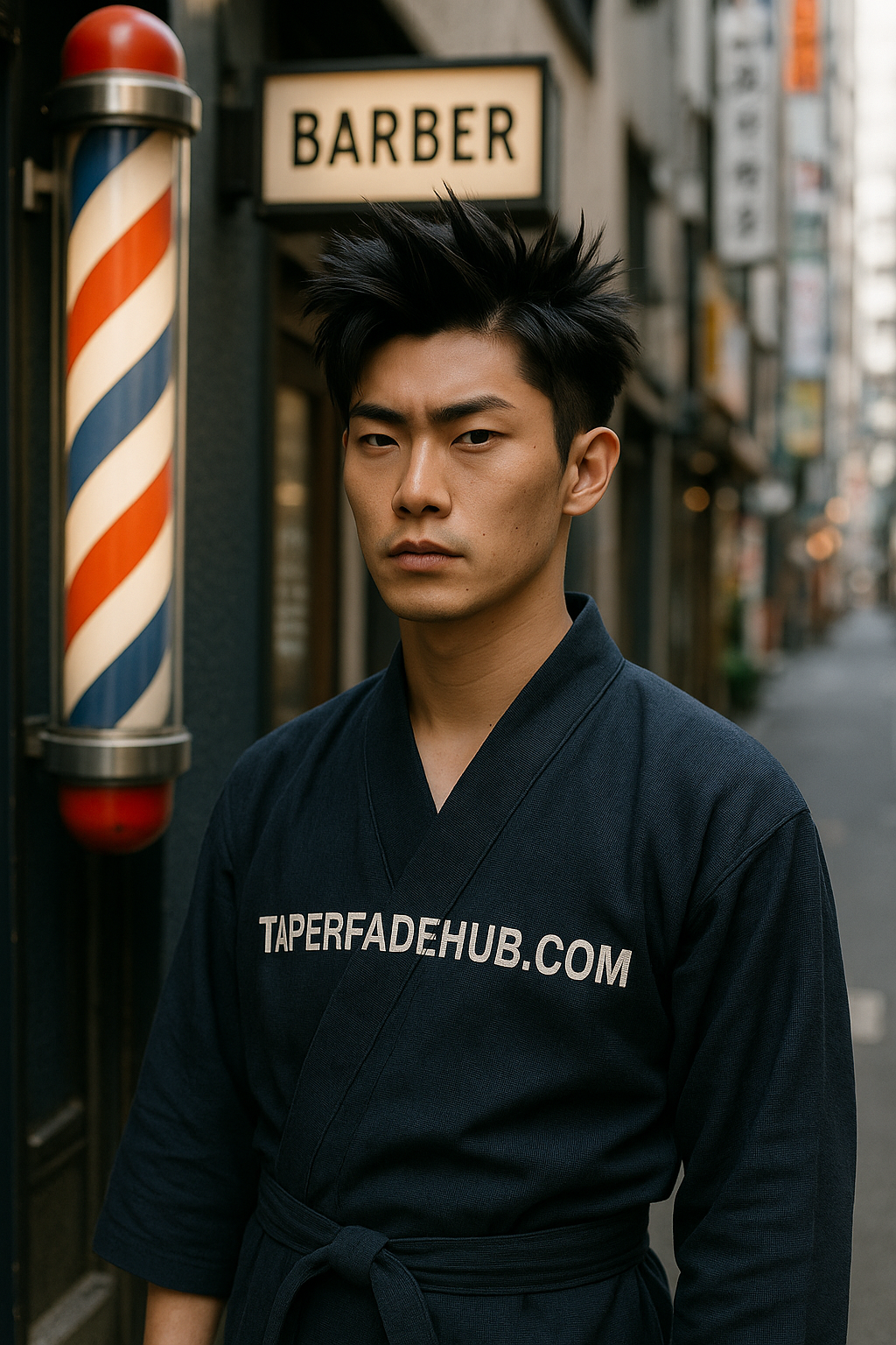 Japanese version of Jin Kazama haircut with spiked top and faded sides