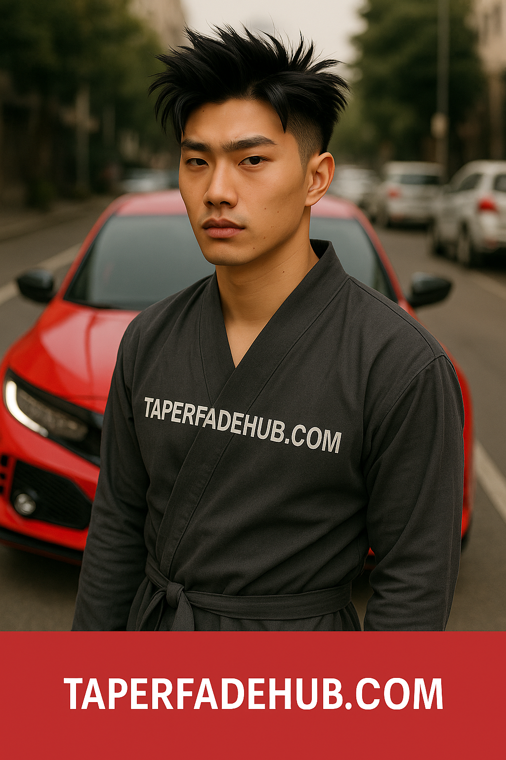 Korean version of Jin Kazama haircut with spiked top and faded sides