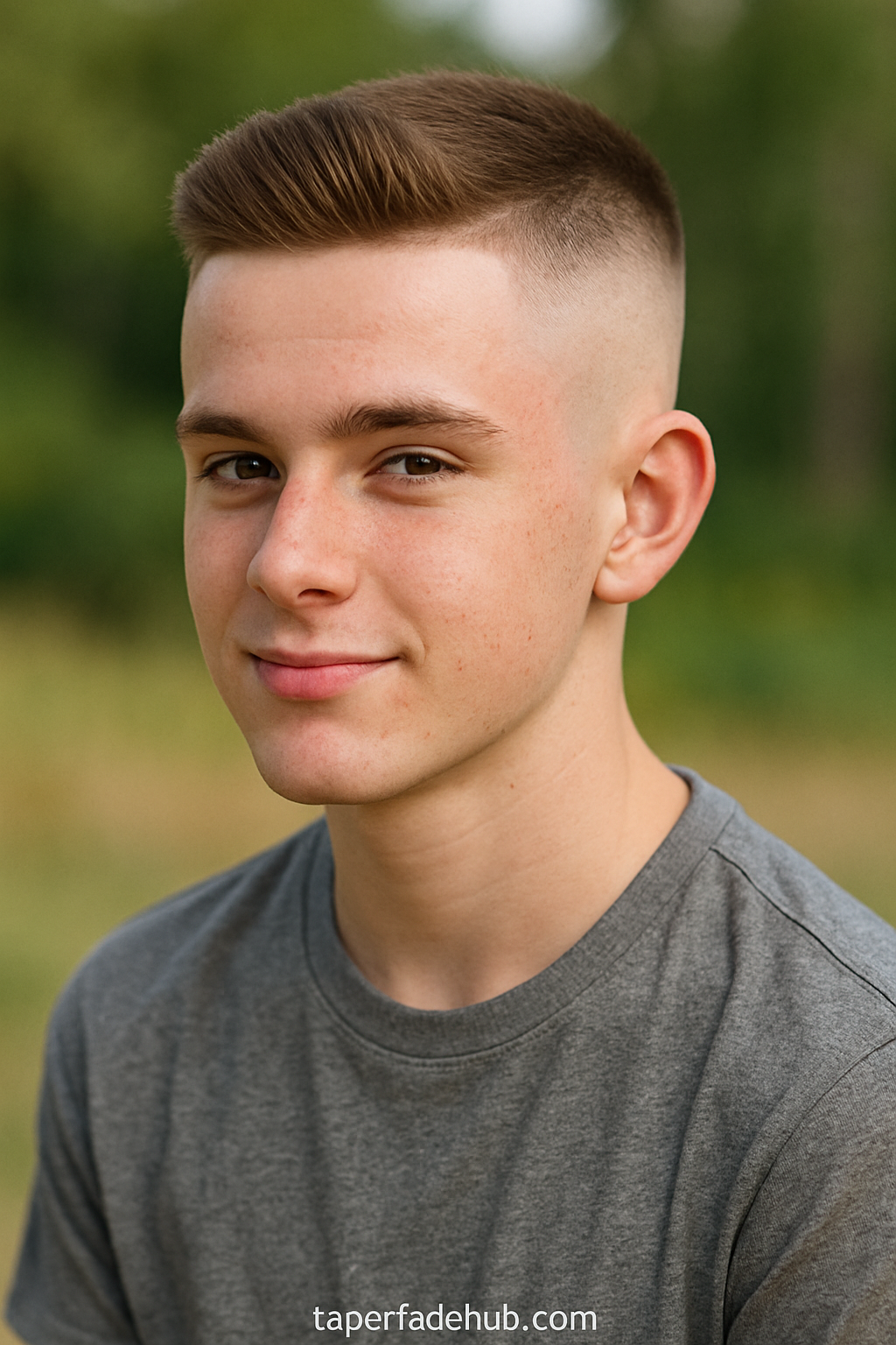 Teenager with high taper fade haircut