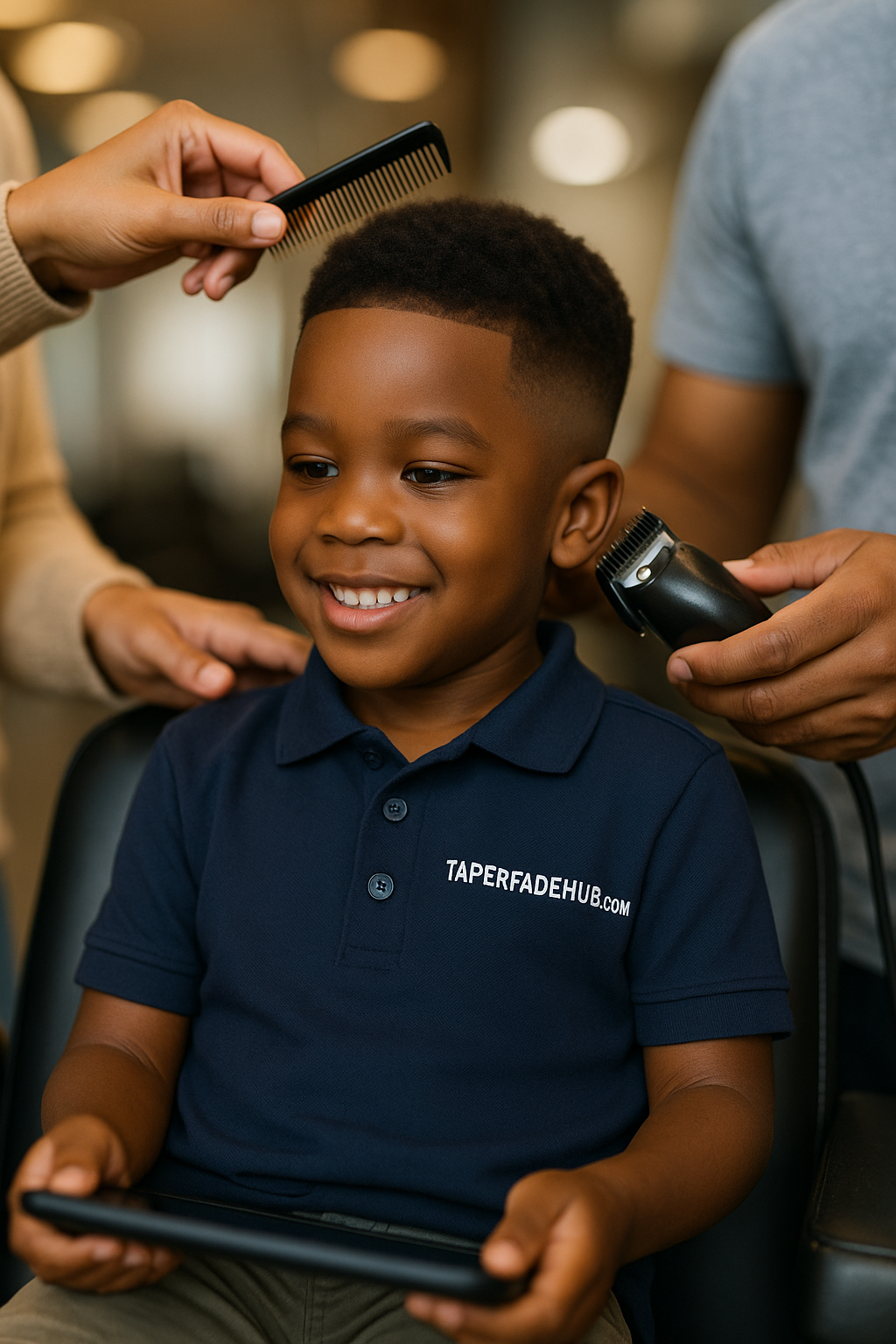 Parent maintaining child's taper fade between cuts