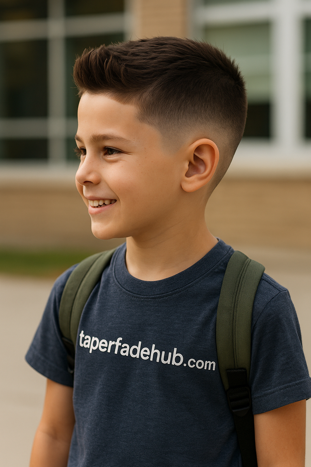 Young boy with low taper fade haircut