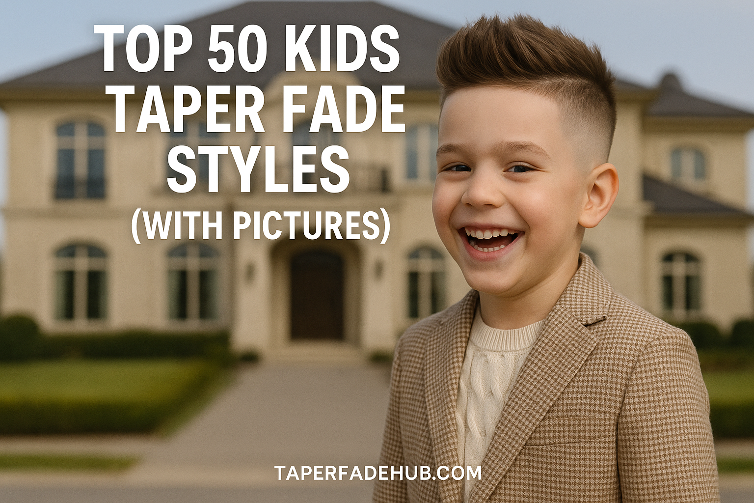 Collage of children with various taper fade haircut styles