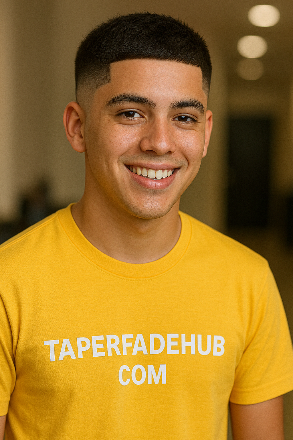 Latino boy with sharp taper fade haircut