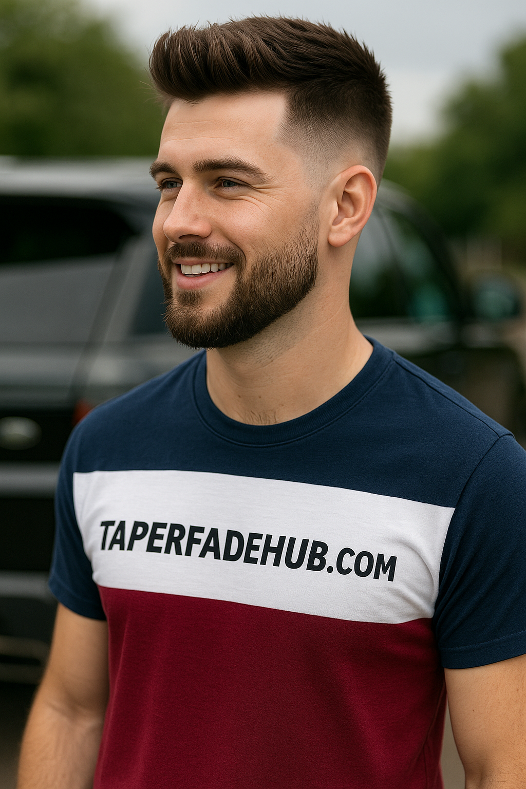 Low taper fade with full beard