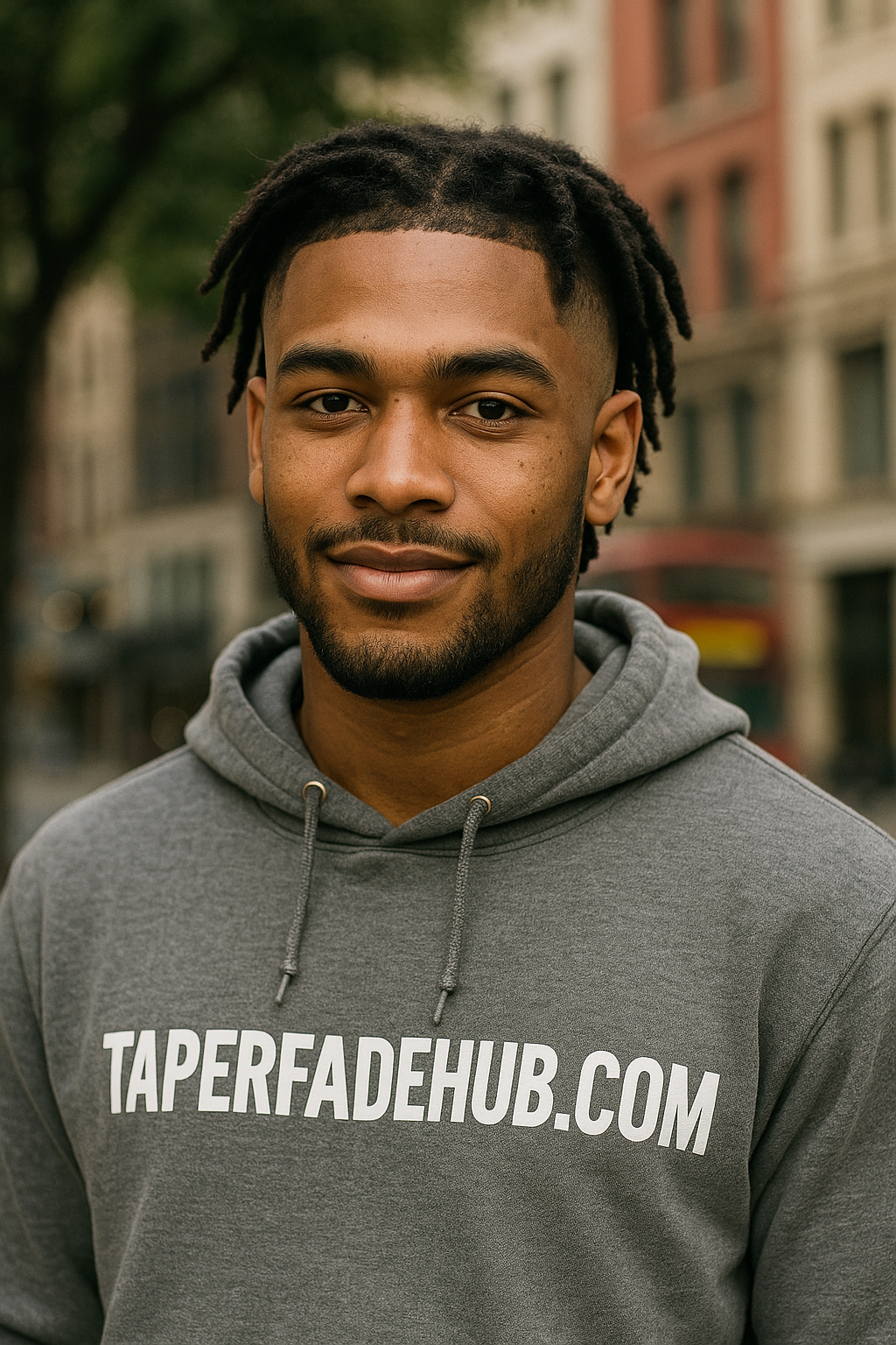 Low taper fade with dreadlocks for short to medium locs
