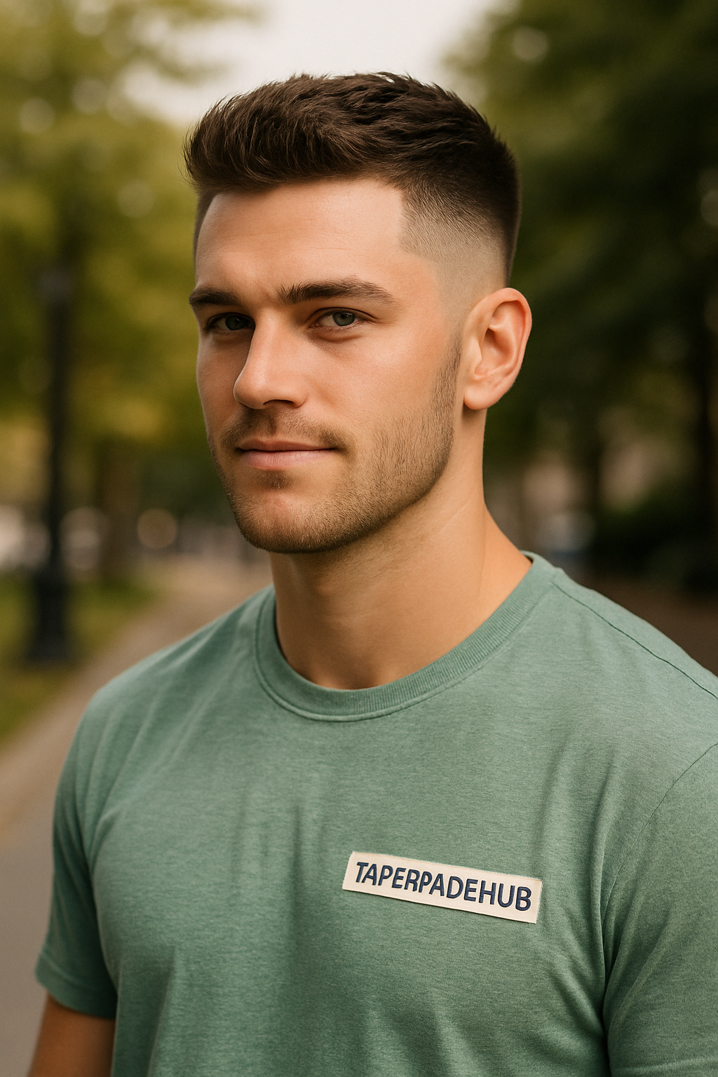 Low taper drop fade with shadowed back for head shape balance