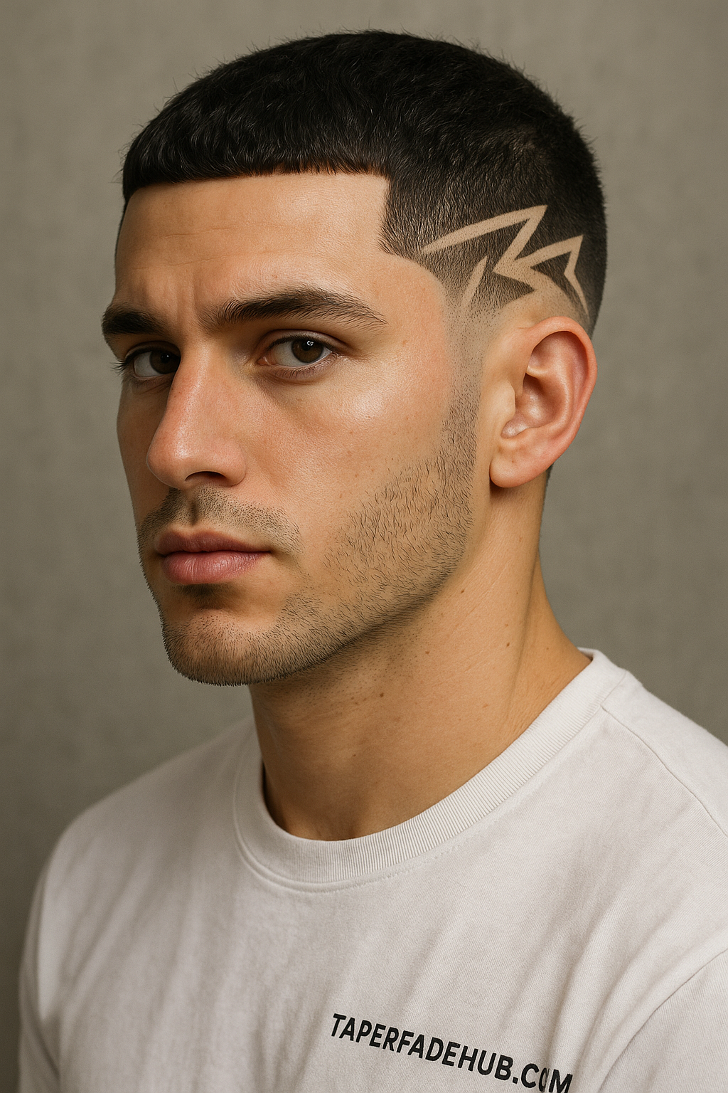 Graphic razor design low taper fade for expressive hairstyles