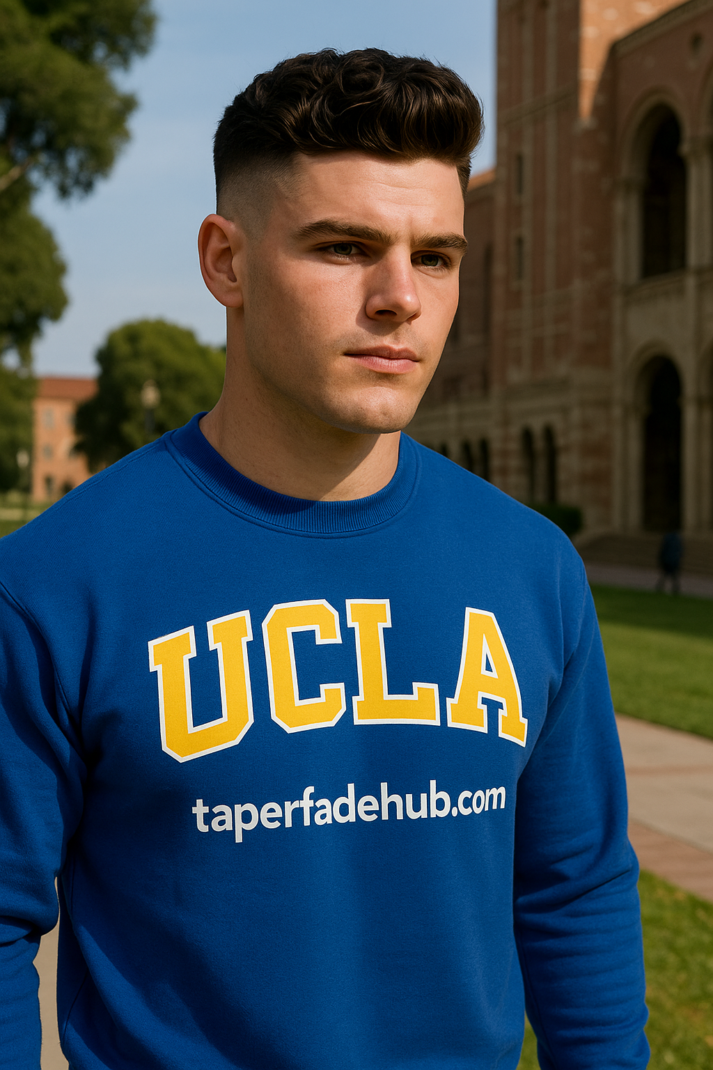 Step-by-step styling of low taper fade on thick wavy hair