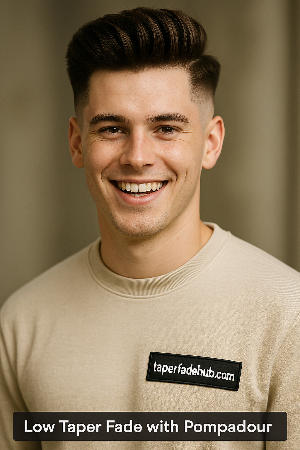 Pompadour low taper fade with voluminous front styling