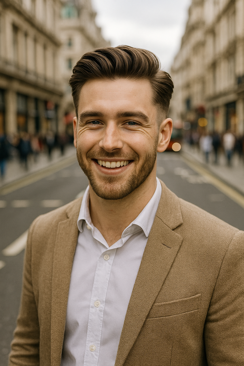 Slick back low taper fade for a business casual look