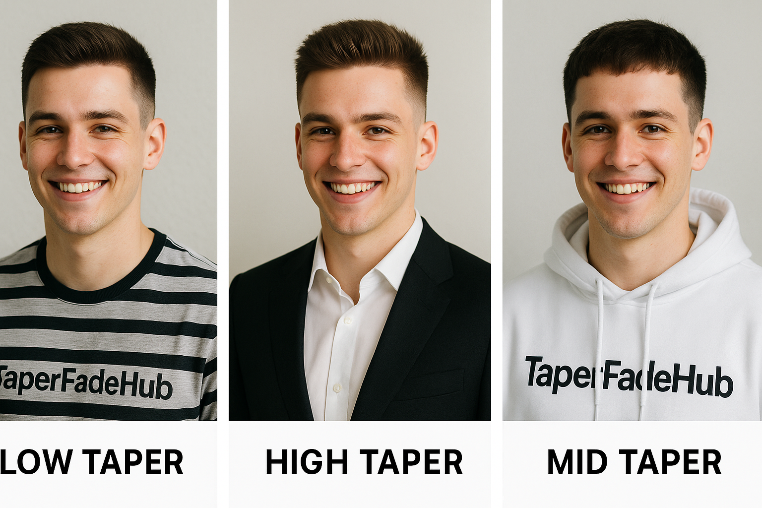 Low vs mid vs high taper fade visual comparison
