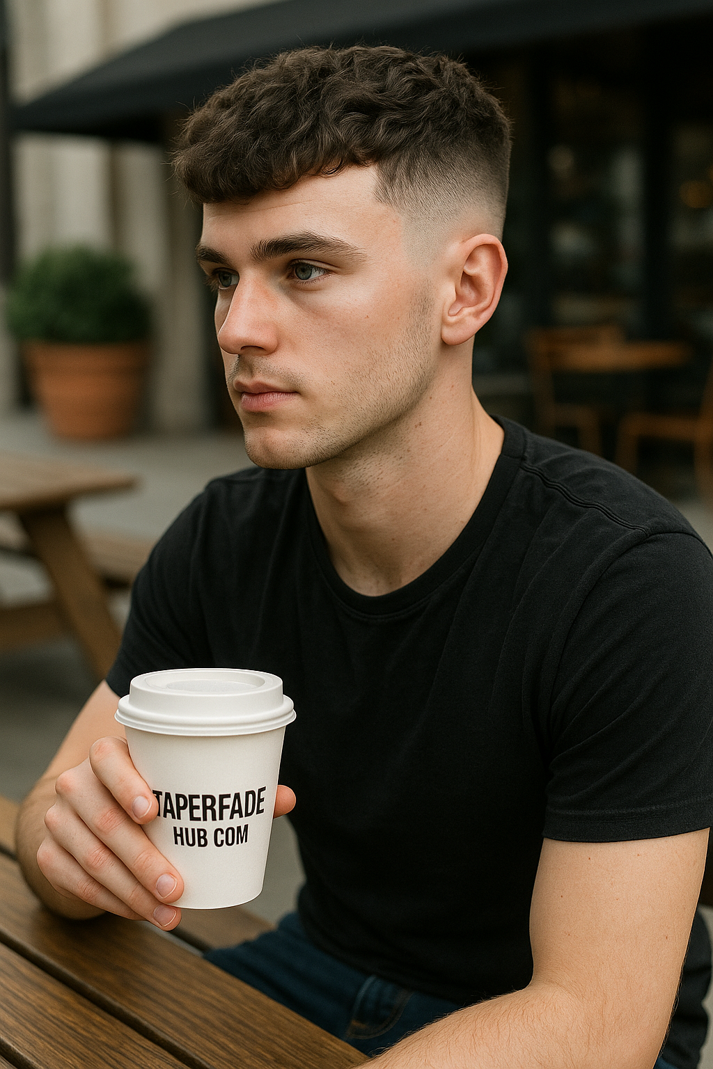 Textured Crop Mid Taper Fade on Wavy Hair