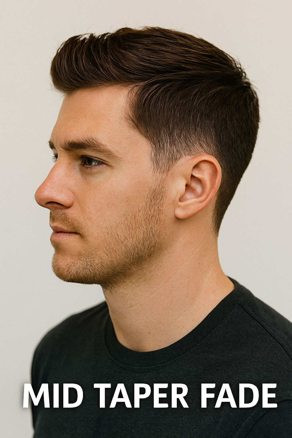 Mid taper style example for straight hair