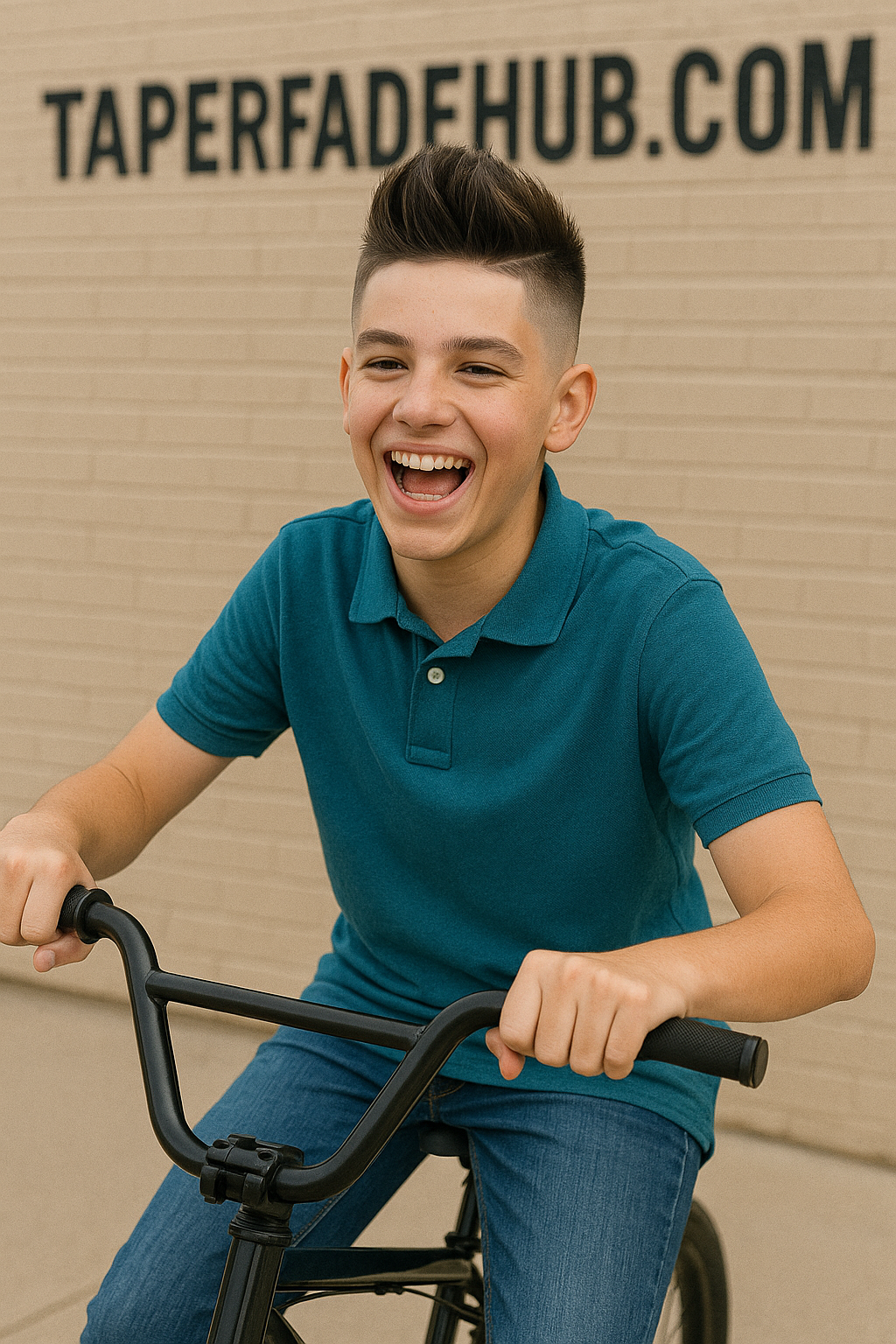 School age boy with mid taper fade and textured crop top