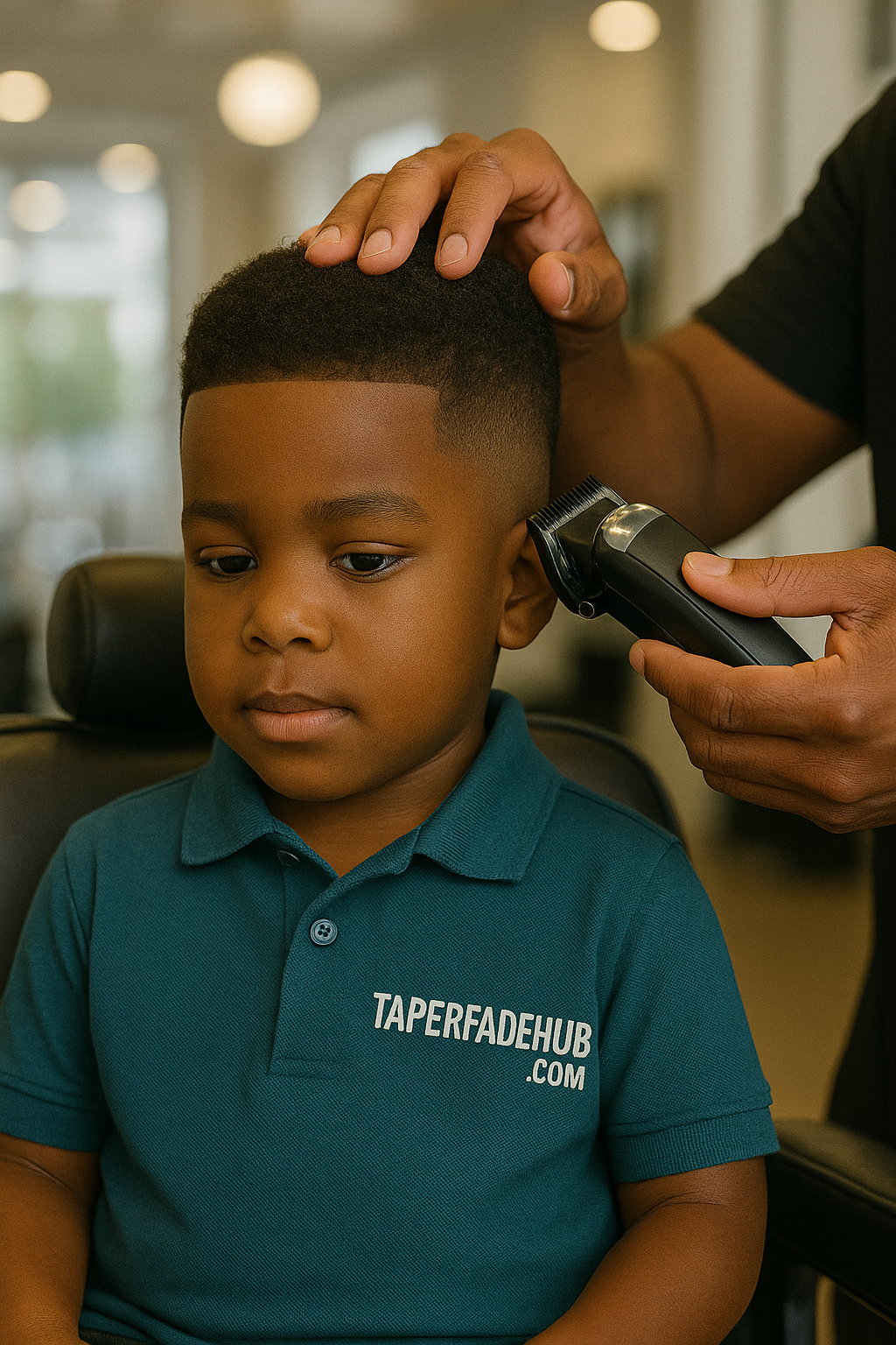Barber using #3 guard on child's hair