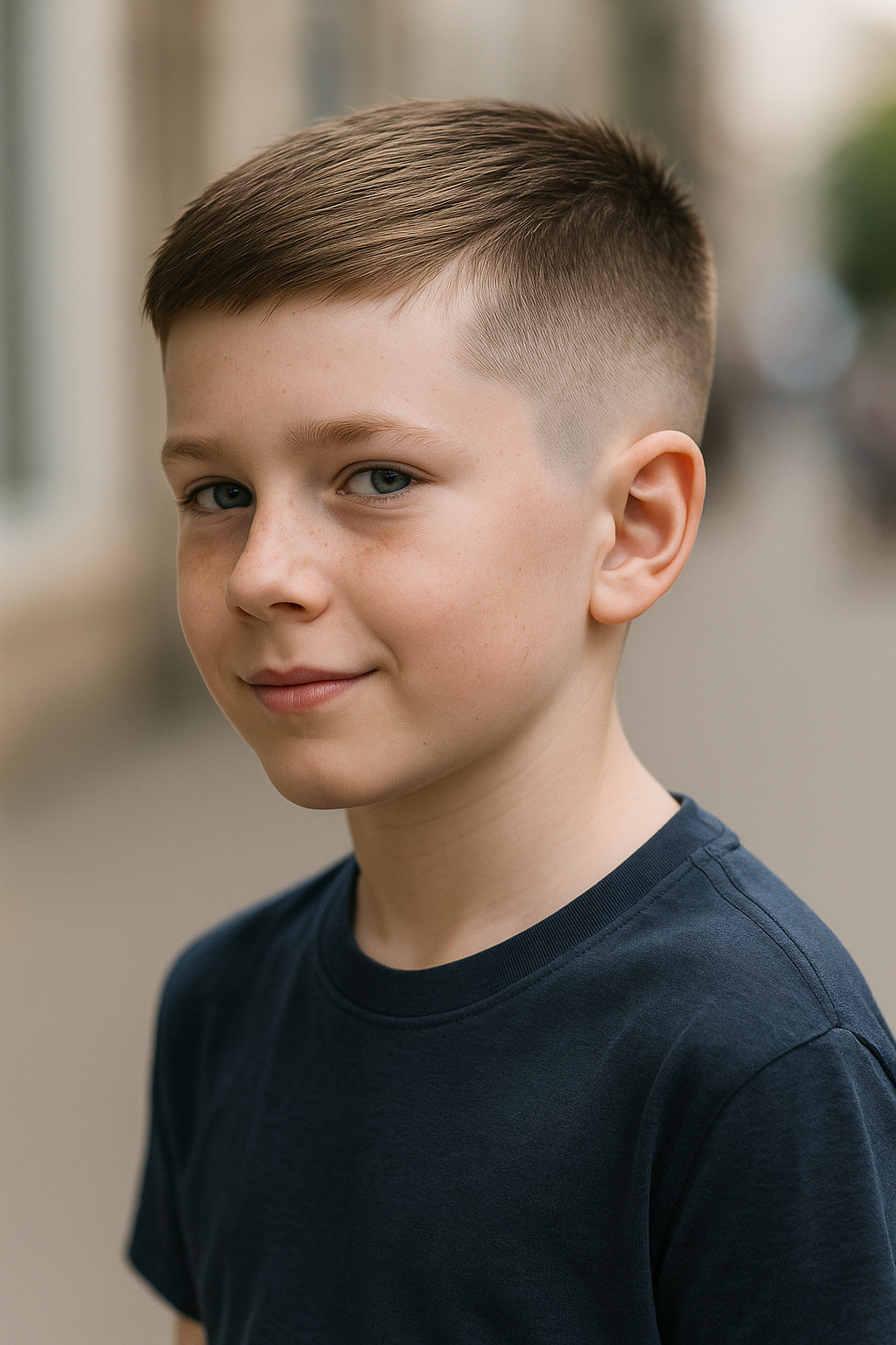 Child with straight hair taper fade
