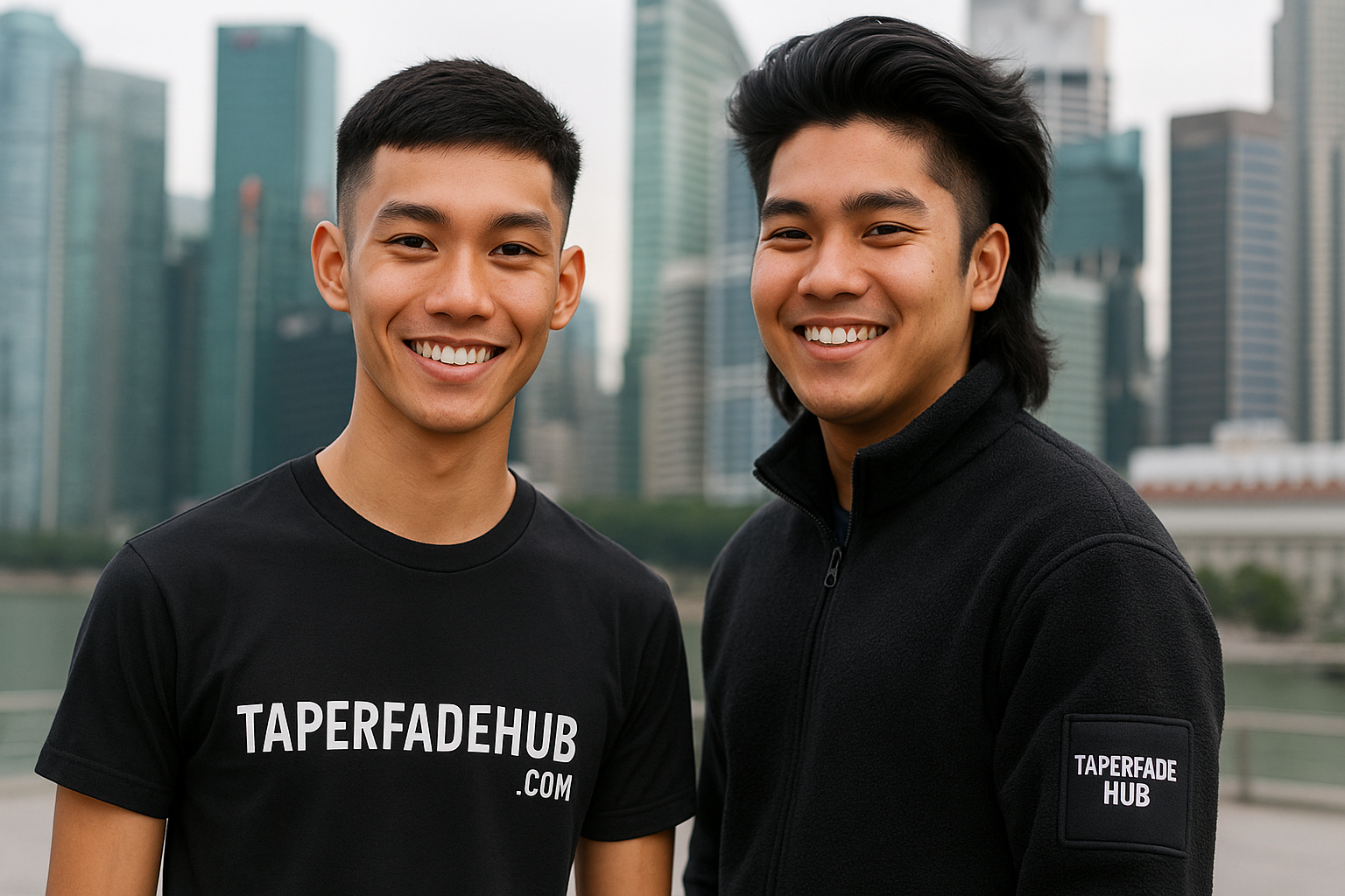 Asian male model with perfect taper fade haircut