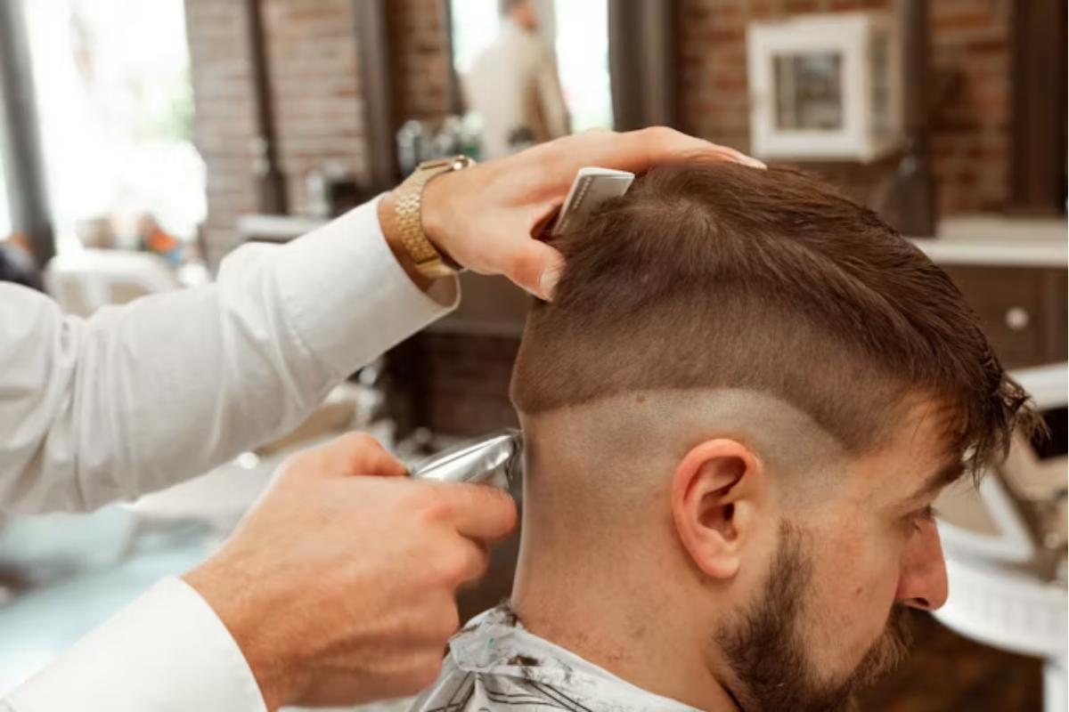 Professional taper fade haircut
