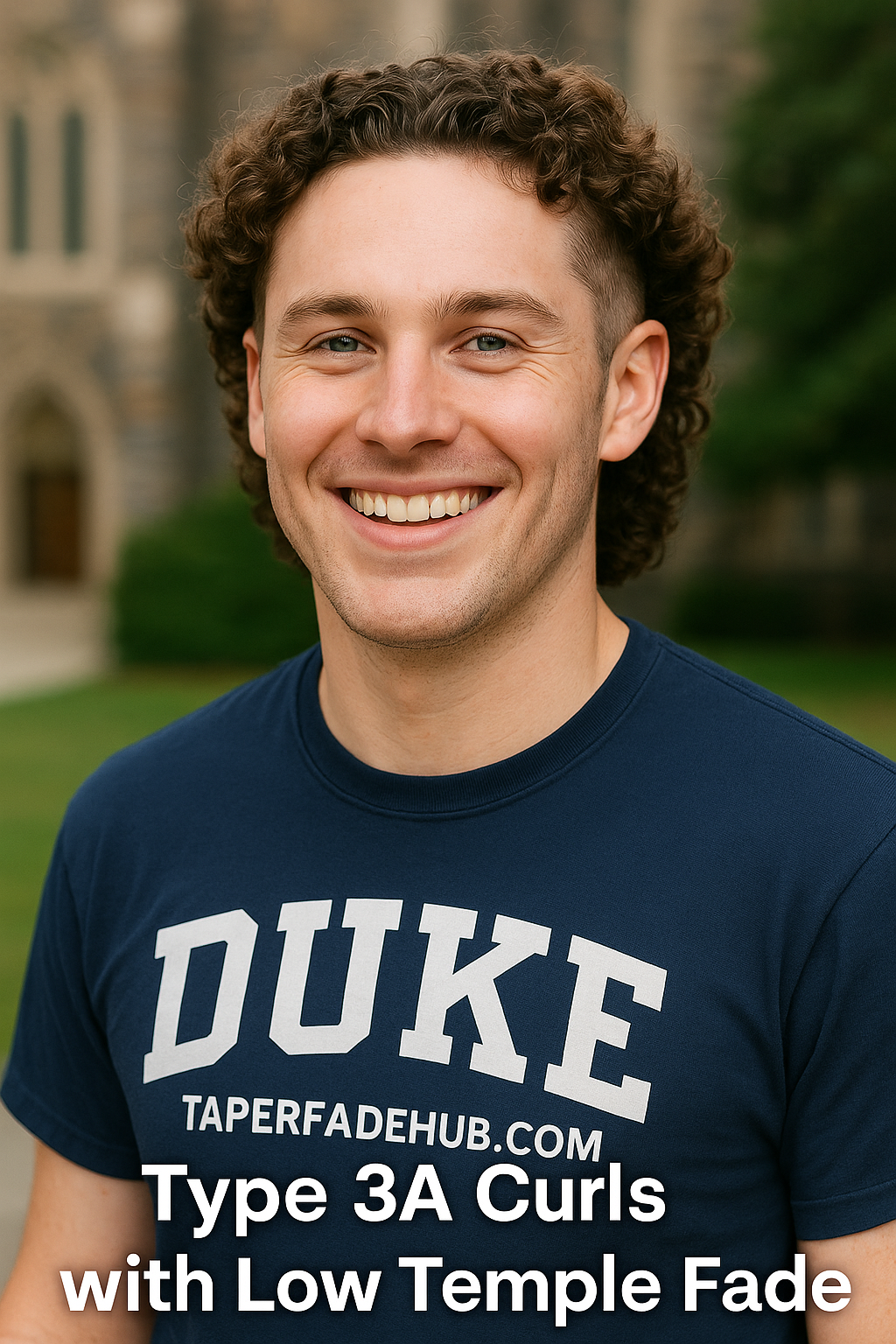 Type 3A curls with low temple fade