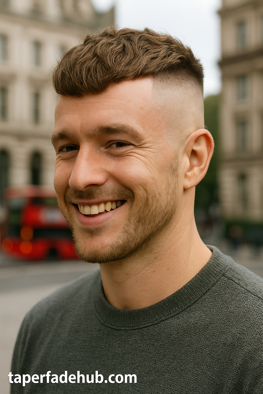 UK skin fade with disconnected top