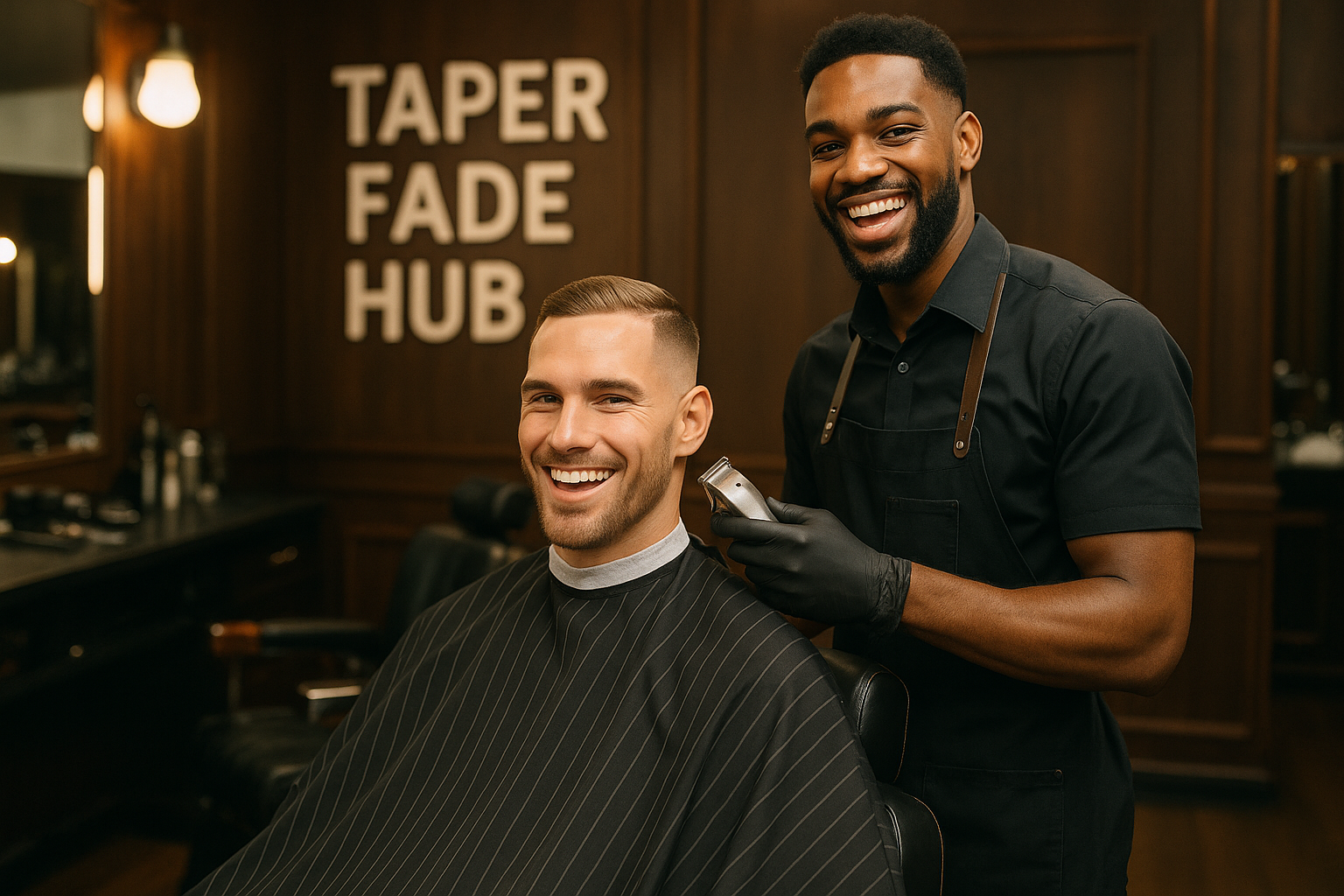 Sharp bald taper fade haircut example