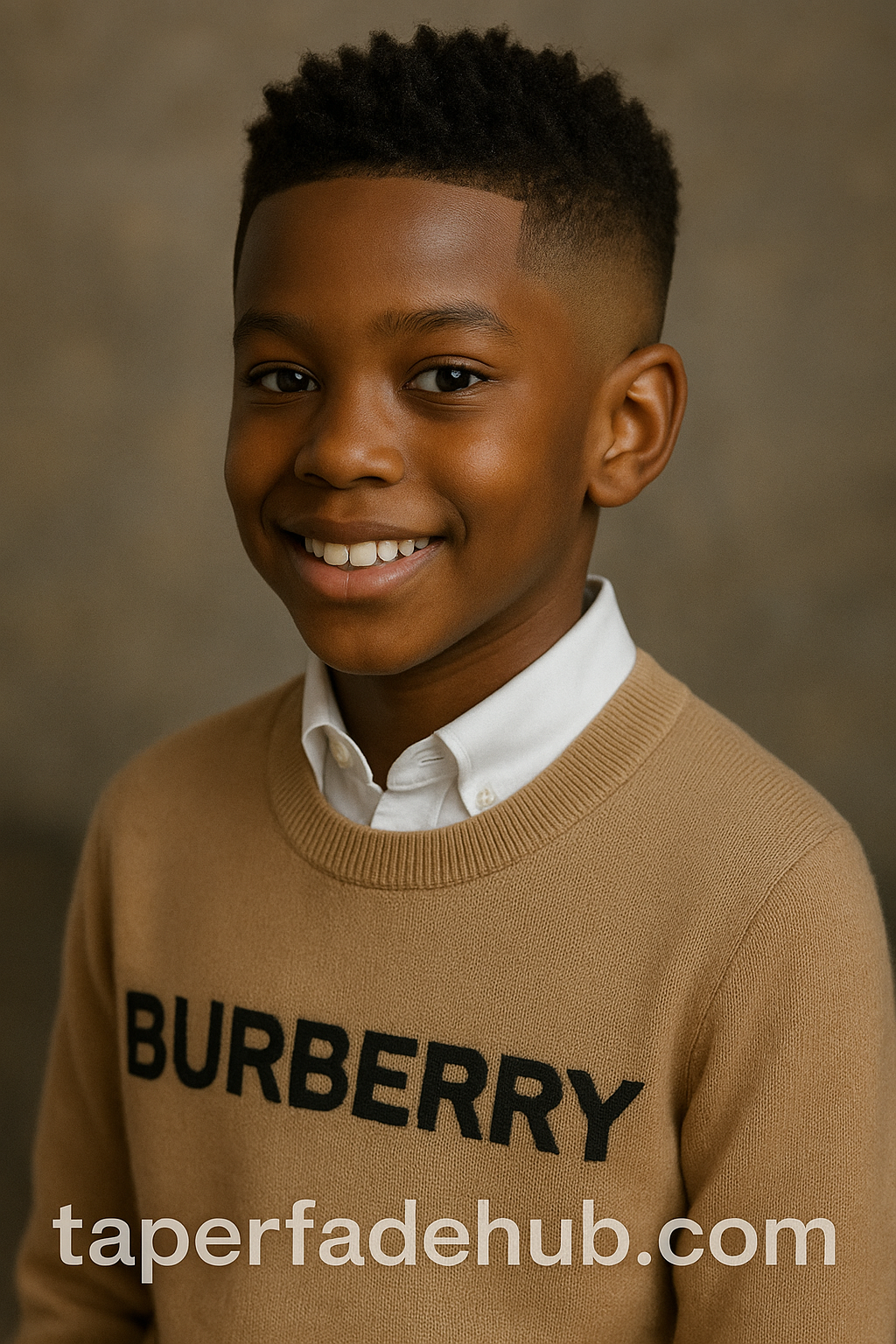 Child with winter taper fade wearing beanie